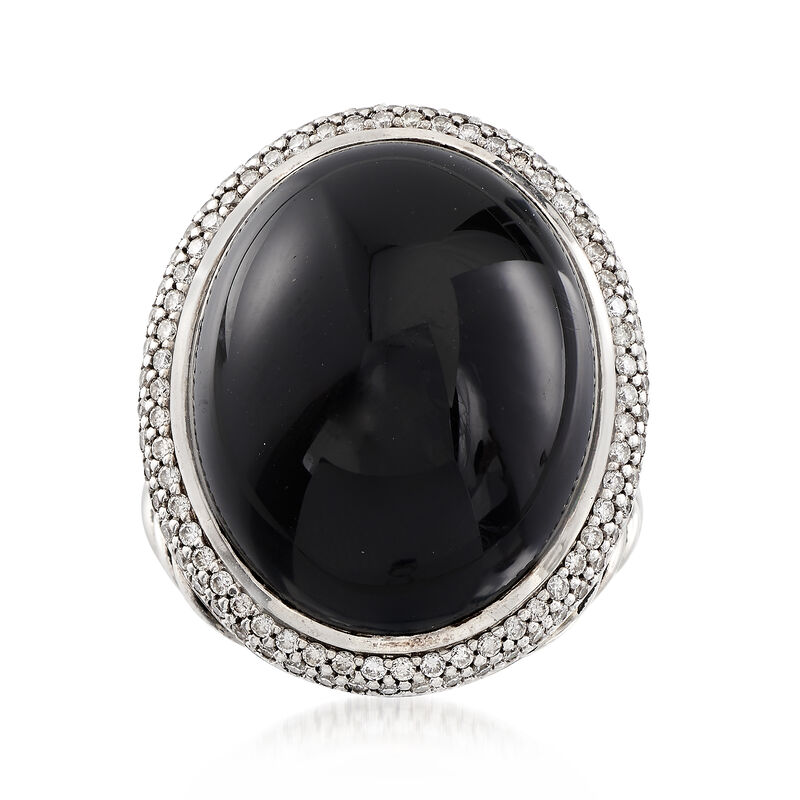 C. 2000 Vintage David Yurman Black Onyx and 1.10 ct. t.w. Diamond Ring in Sterling Silver image number 0