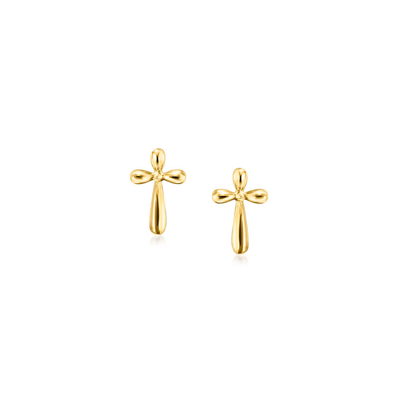 Child's 14kt Yellow Gold Cross Stud Earrings  image number 0