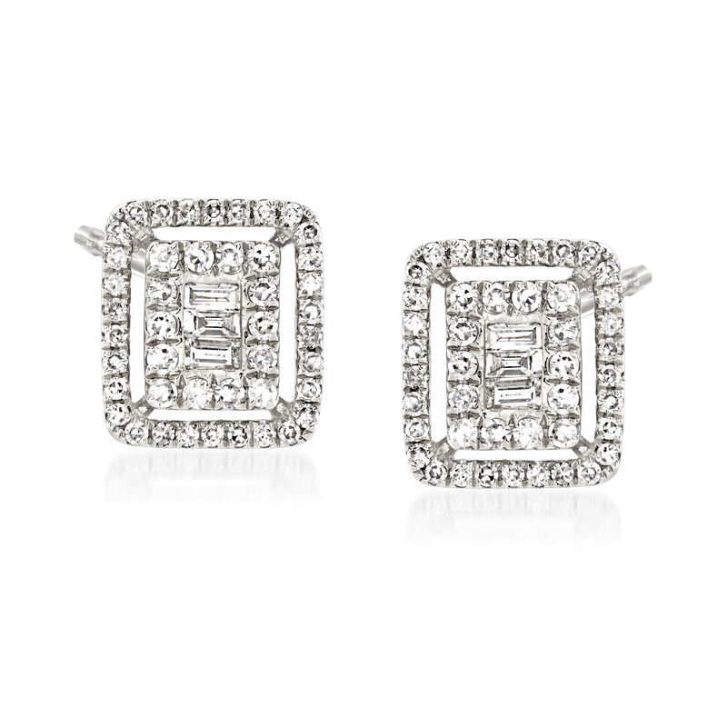 .40 ct. t.w. Baguette and Round Diamond Earrings in 18kt White Gold image number 0