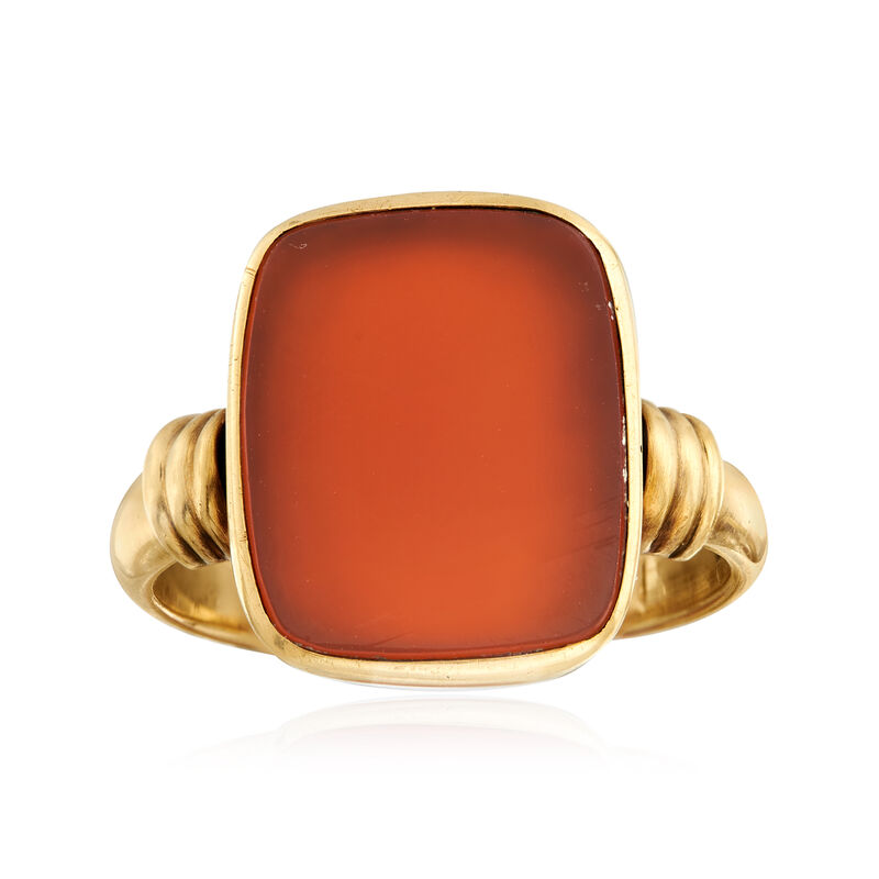 C. 1940 Vintage Carnelian Ring in 14kt Yellow Gold. Size 8 image number 0