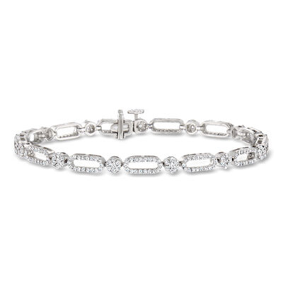 2.00 ct. t.w. Pave Diamond Link Bracelet in 14kt White Gold