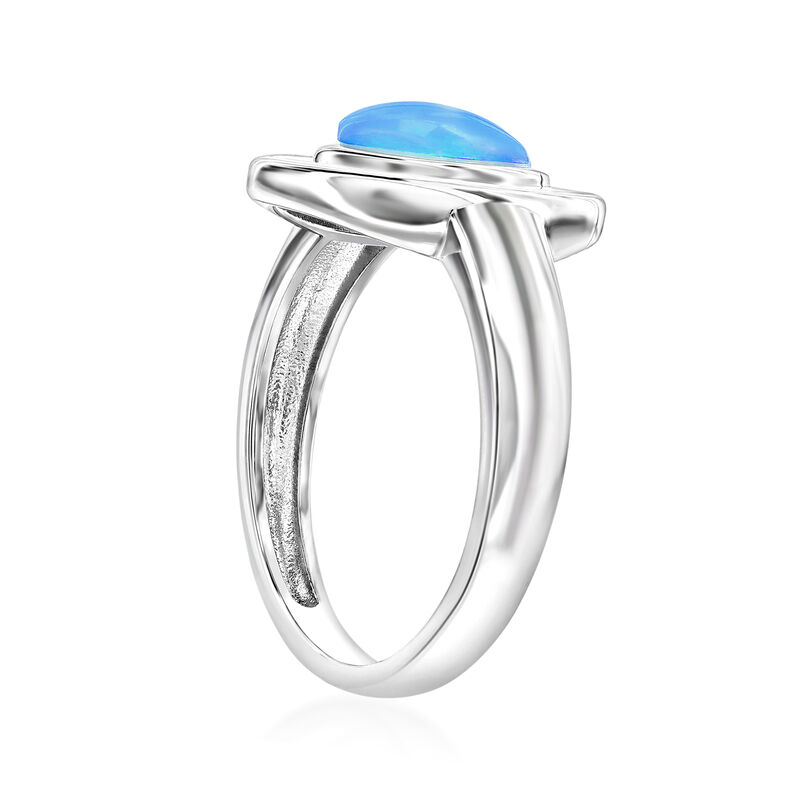 Larimar and Mother-of-Pearl Marquise Frame Ring in Sterling Silver image number 1