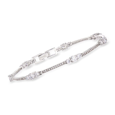 2.75 ct. t.w. CZ Station Bracelet in Sterling Silver