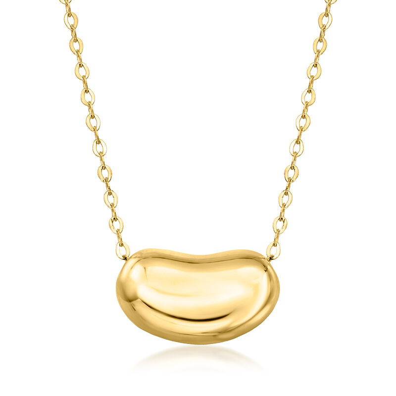 Italian 14kt Yellow Gold Organic-Shaped Bead Necklace. 18&quot; image number 1