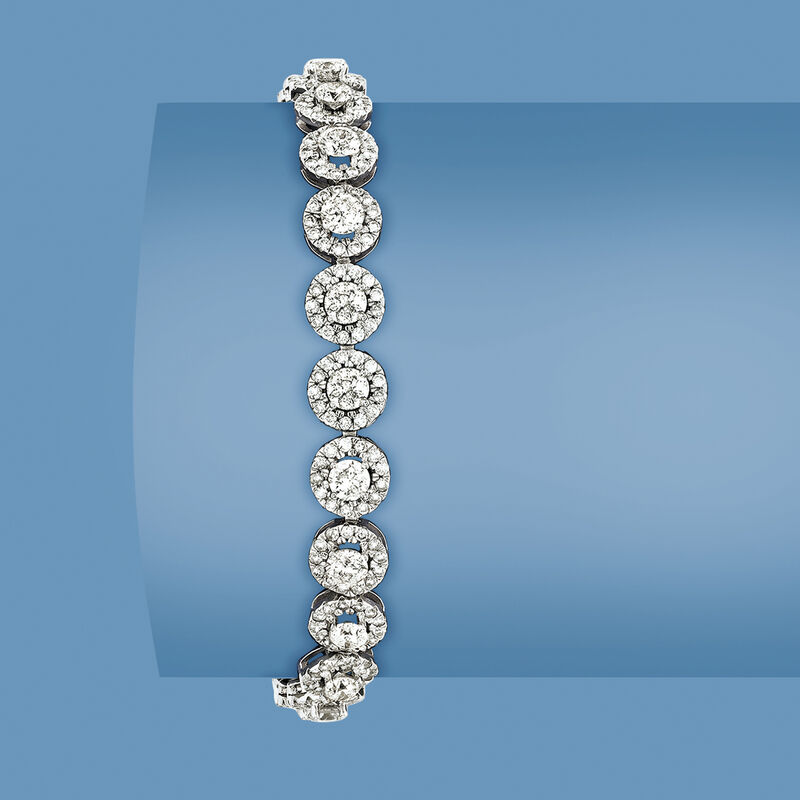 10.00 ct. t.w. Diamond Halo Bracelet in 14kt White Gold image number 3