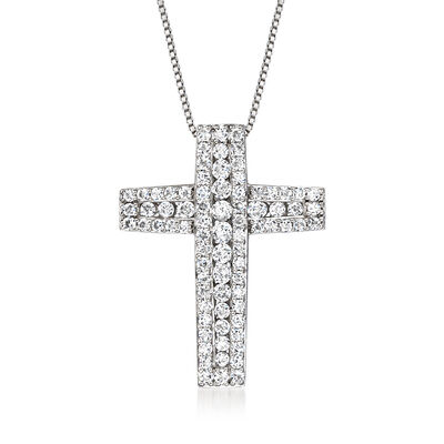 1.00 ct. t.w. Diamond Cross Pendant Necklace in Sterling Silver