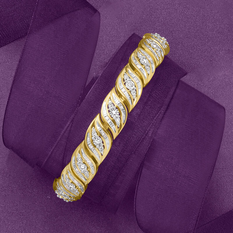 1.00 ct. t.w. Diamond Bracelet in 18kt Gold Over Sterling image number 2