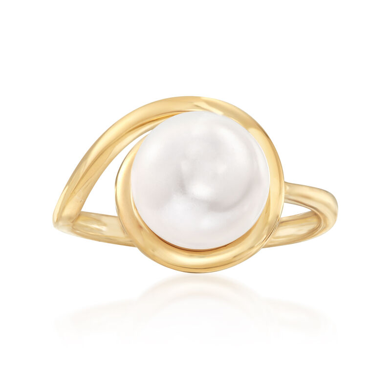 9-10mm Cultured Pearl Loop Ring in 14kt Yellow Gold image number 0