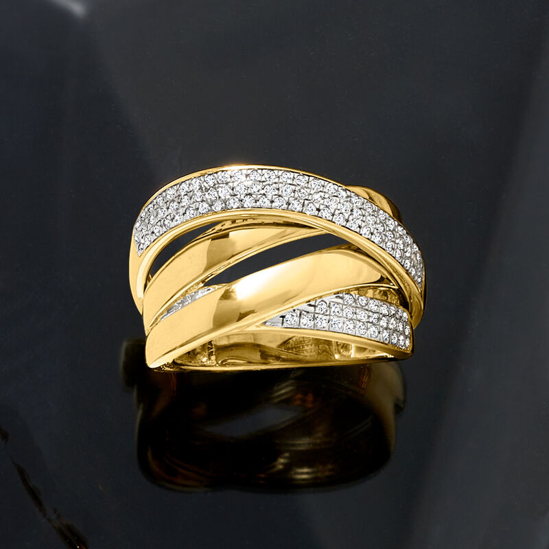 .50 ct. t.w. Diamond Highway Ring in 18kt Gold Over Sterling image number 3