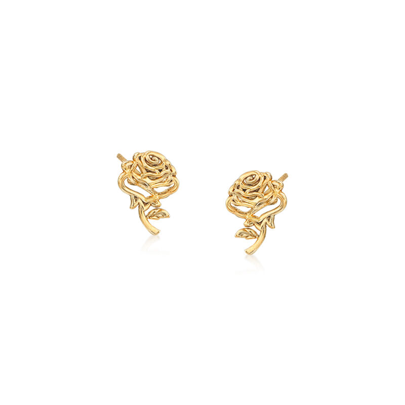 Child's Disney 14kt Yellow Gold Belle Rose Stud Earrings image number 0