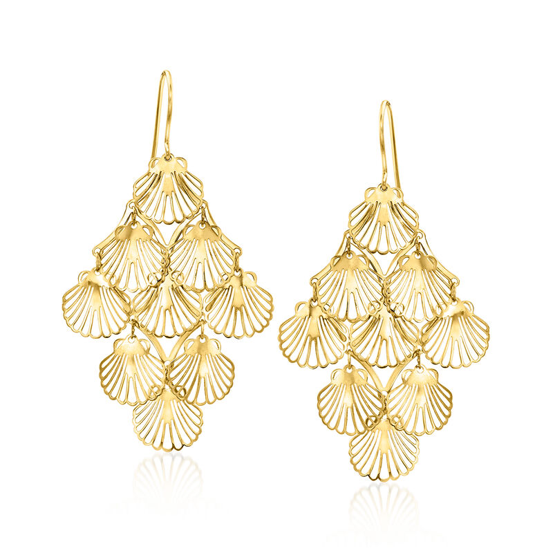 Italian 10kt Yellow Gold Seashell Chandelier Earrings image number 0
