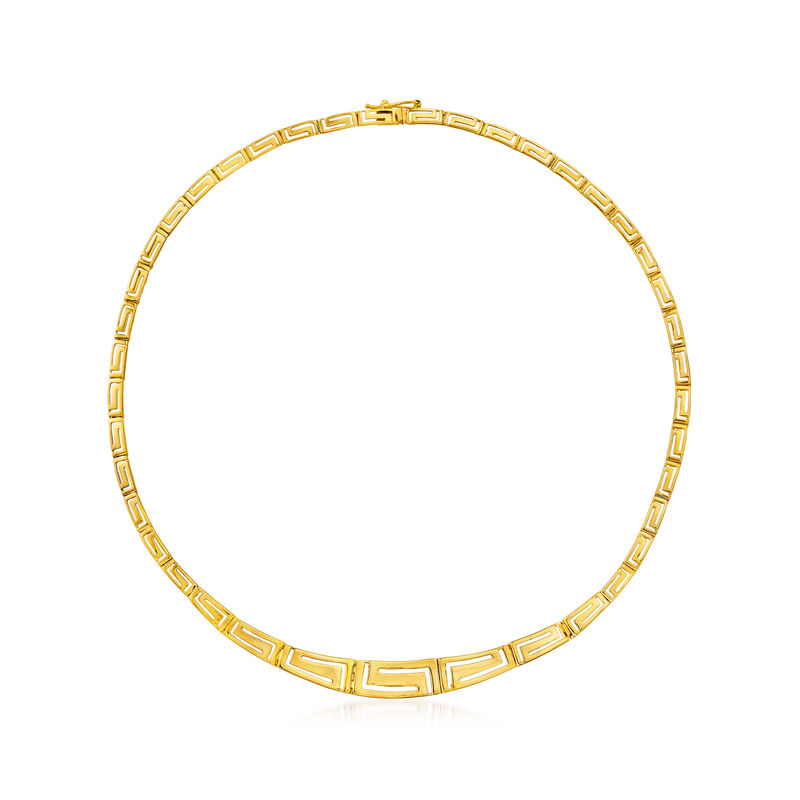 14kt Yellow Gold Graduated Greek Key Necklace. 17&quot; image number 1