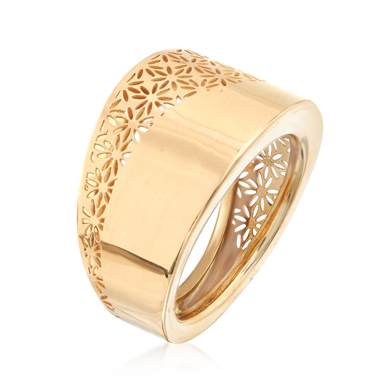 Italian 14kt Yellow Gold Cut-Out Flower Ring. Size 5 image number 2