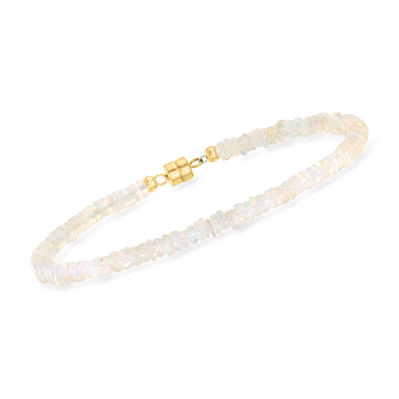 3.5-4mm Opal Bead Bracelet with 14kt Yellow Gold Magnetic Clasp image number 0