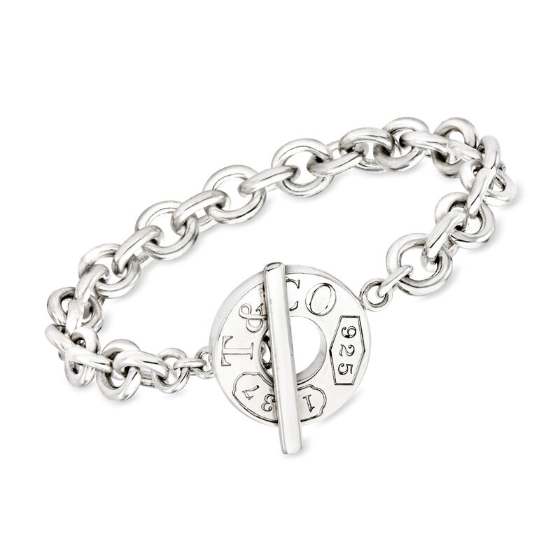 C. 1990 Vintage Tiffany Jewelry Sterling Silver Cable-Chain Toggle Bracelet image number 0