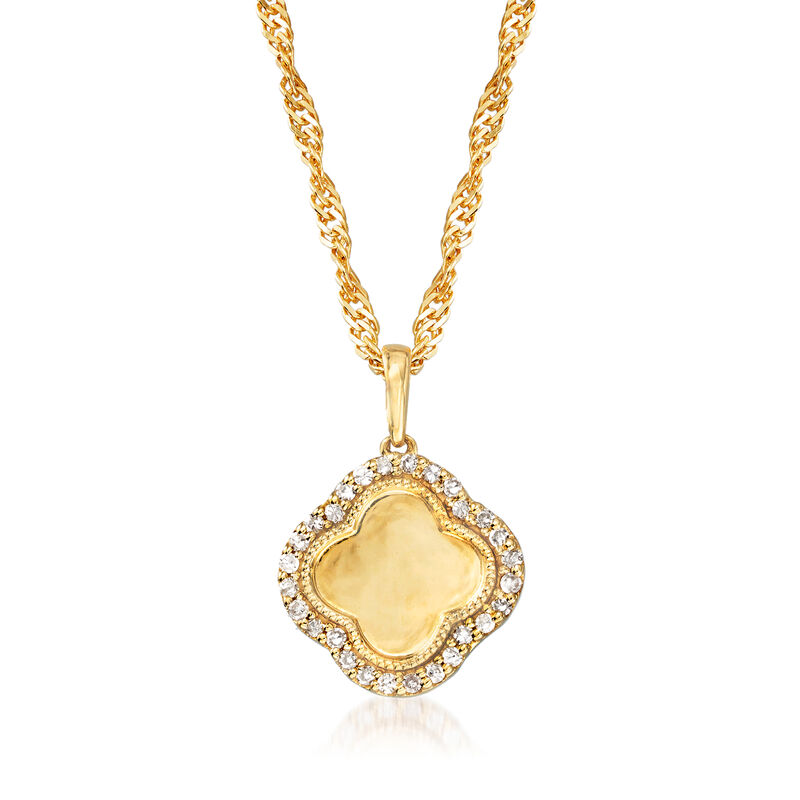 .15 ct. t.w. Diamond Clover Pendant Necklace in 18kt Gold Over Sterling image number 1