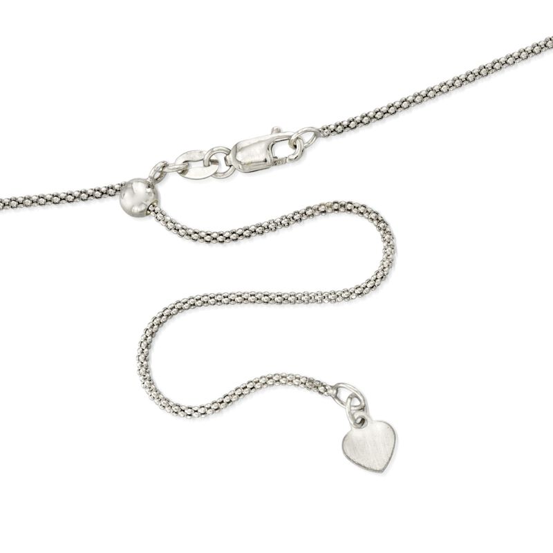 1mm 14kt White Gold Adjustable Popcorn-Chain Necklace image number 2