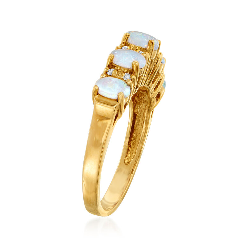 C. 1980 Vintage Opal and .12 ct. t.w. Diamond Ring in 14kt Yellow Gold image number 2