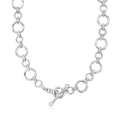 Gabriel Design Sterling Silver Circle-Link Toggle Necklace