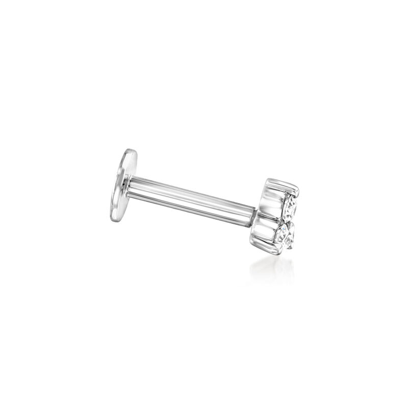 Lab-Grown Diamond Three-Stone Single Flat-Back Stud Earring in 14kt White Gold image number 2