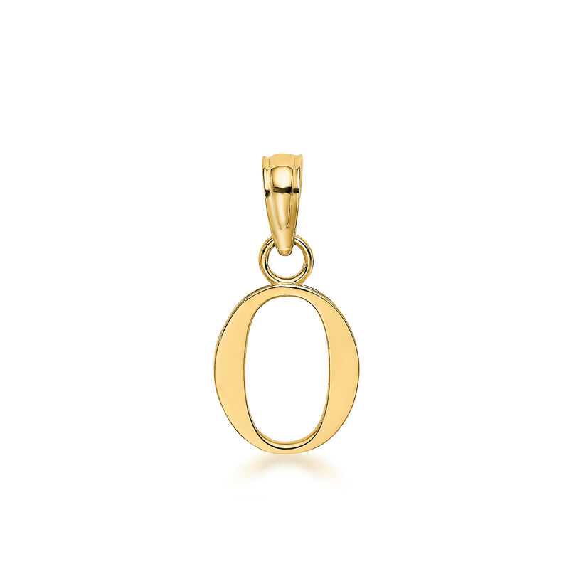 O - 10kt Yellow Gold Block Initial Pendant image number 0