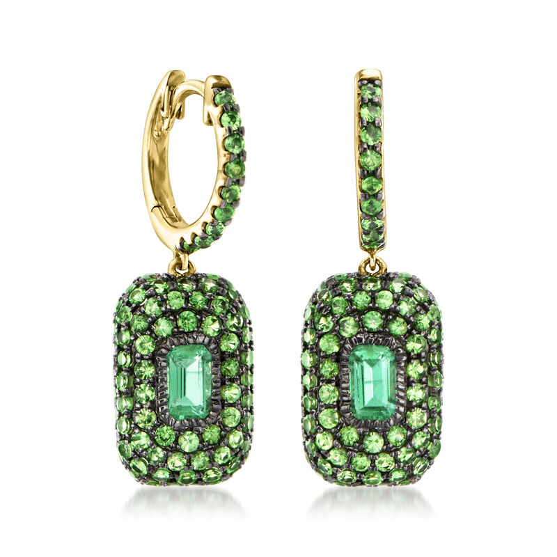 2.40 ct. t.w. Emerald Drop Earrings in 14kt Yellow Gold  image number 2