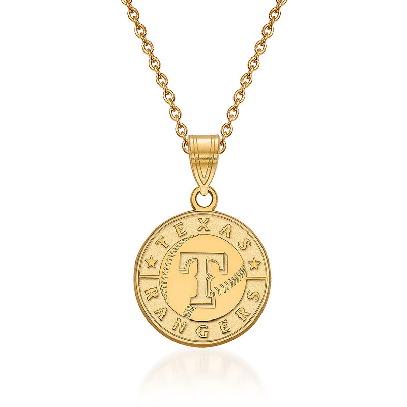 14kt Yellow Gold MLB Texas Rangers Pendant Necklace. 18&quot; image number 0