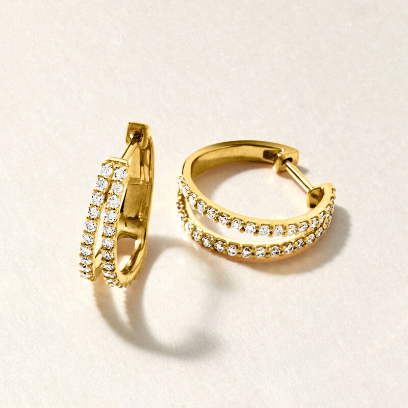 .75 ct. t.w. Lab-Grown Diamond Double-Hoop Earrings in 18kt Gold Over Sterling. 5/8" image number 3
