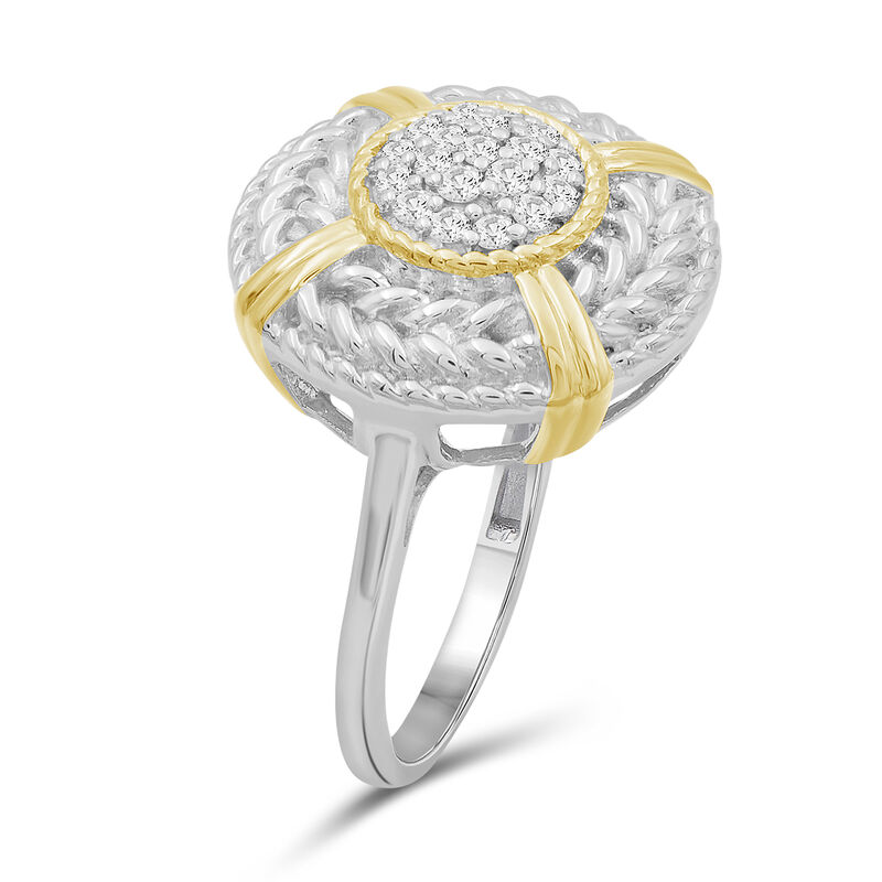 .25 ct. t.w. Diamond Cluster Ring with Roped Frame in Two-Tone Sterling image number 1