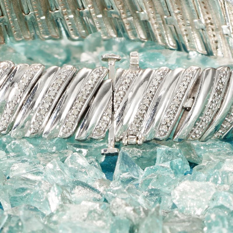 1.00 ct. t.w. Diamond Diagonal Bar Bracelet in Sterling Silver image number 5