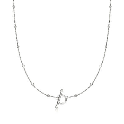 Sterling Silver Bead-Station Toggle Necklace