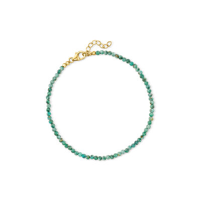 3-3.5mm Turquoise Bead Anklet in 18kt Gold Over Sterling