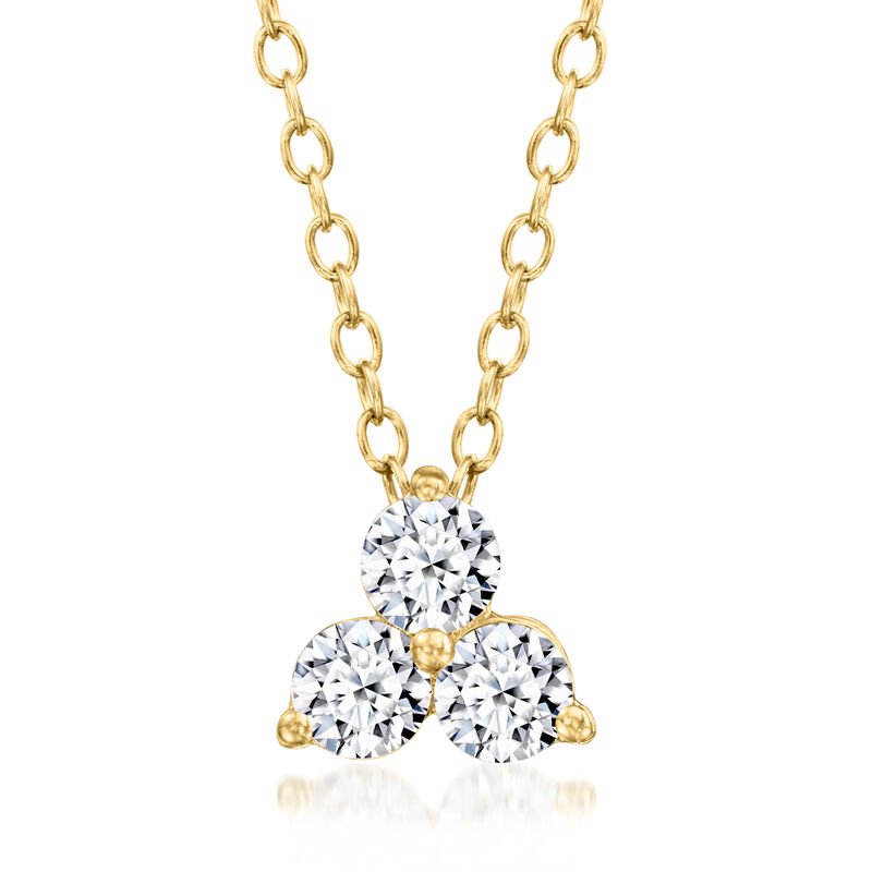 .50 ct. t.w. Lab-Grown Diamond Three-Stone Pendant Necklace in 18kt Gold Over Sterling image number 0