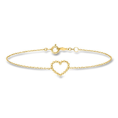 Italian 14kt Yellow Gold Beaded Heart Bracelet