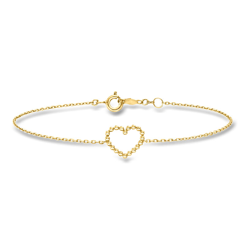 Italian 14kt Yellow Gold Beaded Heart Bracelet image number 0