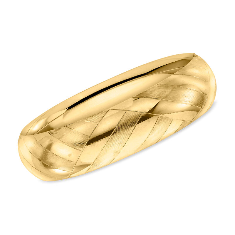 C. 1990 Vintage 14kt Yellow Gold Etched Bangle Bracelet. 7&quot; image number 0