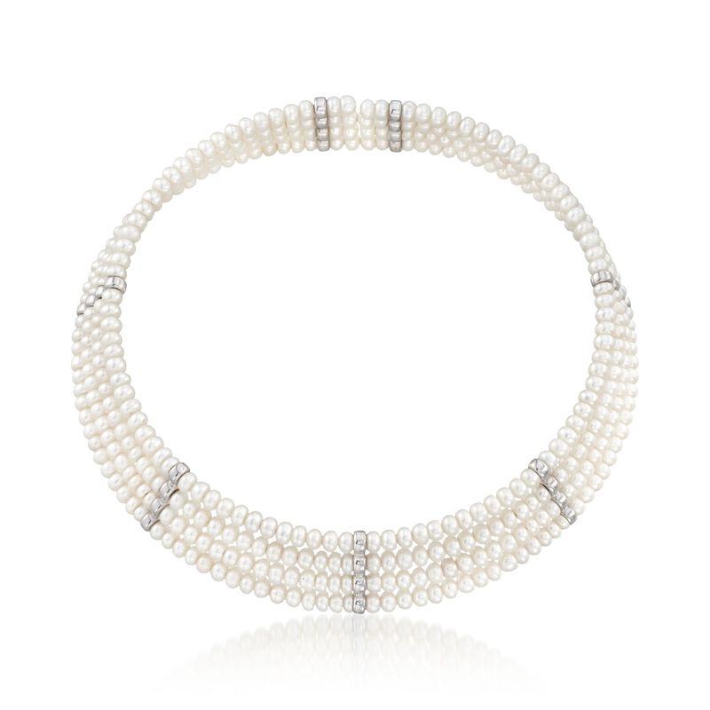 4.5-5mm Cultured Pearl Cuff Choker with Sterling Silver image number 0