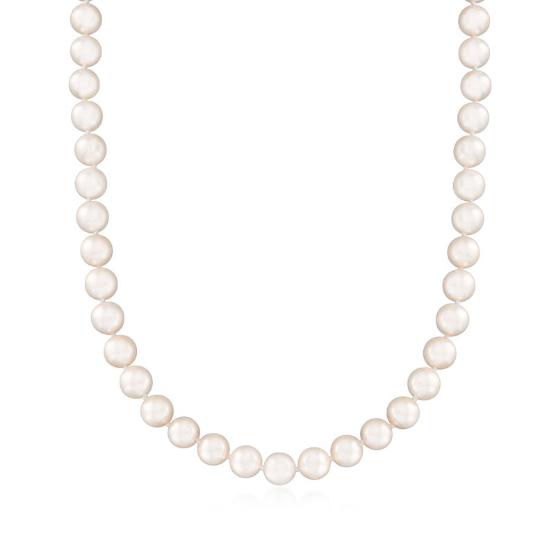 8-8.5mm Cultured Akoya Pearl Necklace with 18kt Yellow Gold. 16&quot; image number 0