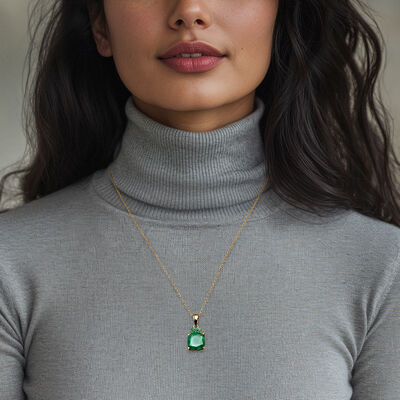 5.70 ct. t.w. Emerald Pendant Necklace in 18kt Gold Over Sterling
