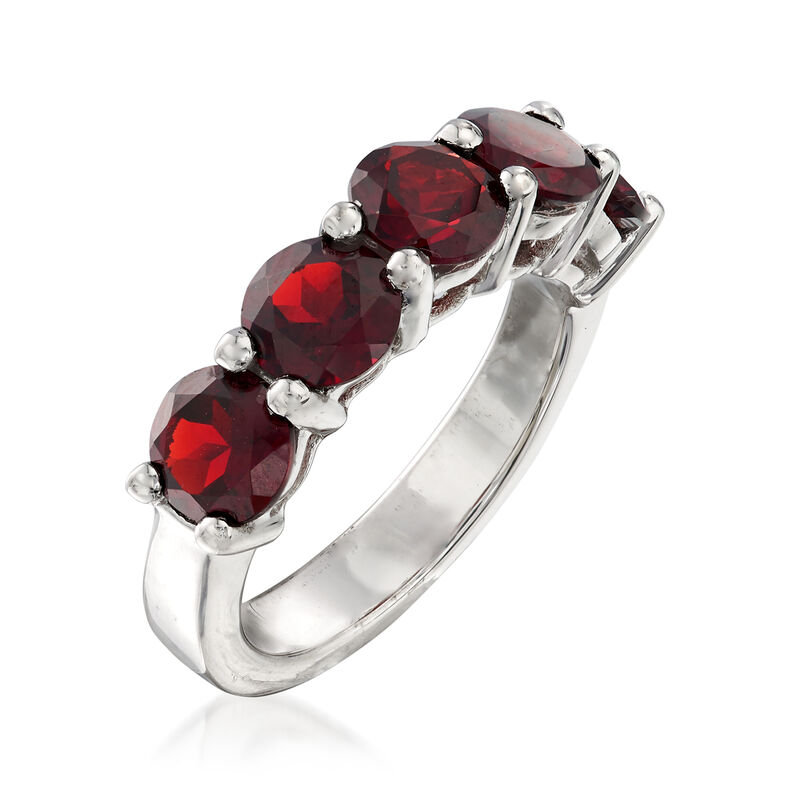 3.50 ct. t.w. Garnet Five-Stone Ring in Sterling Silver image number 2