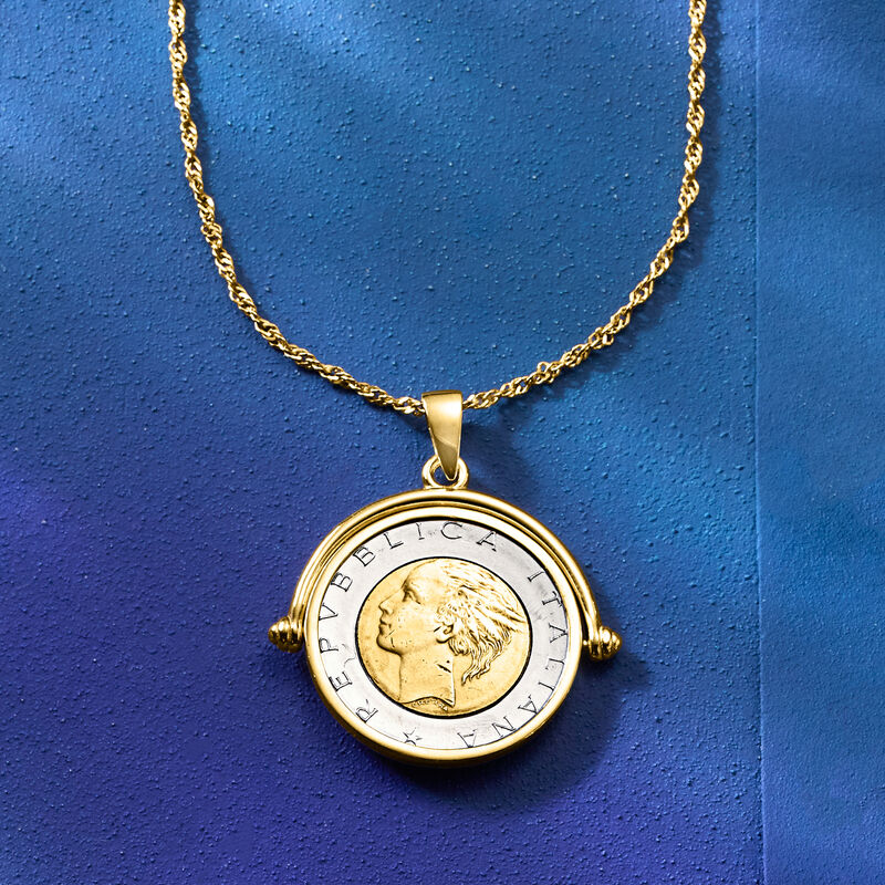 Italian Genuine Lira Coin Pendant Necklace in 18kt Gold Over Sterling image number 4