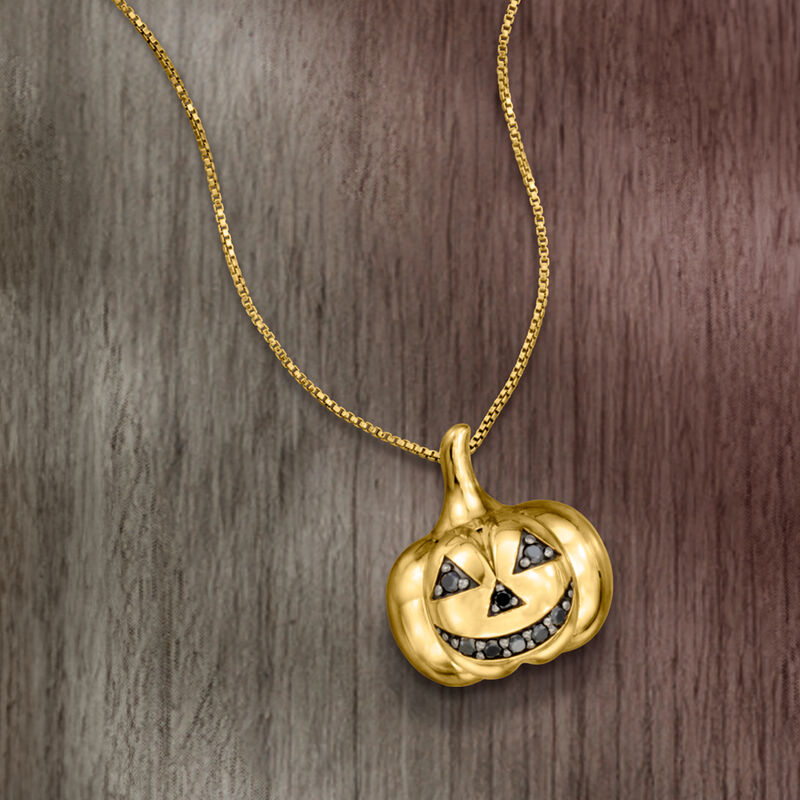 .15 ct. t.w. Black Diamond Jack-O'-Lantern Pendant Necklace in 18kt Gold Over Sterling image number 2