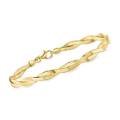 Italian 18kt Gold Over Sterling Twisted Herringbone Bracelet