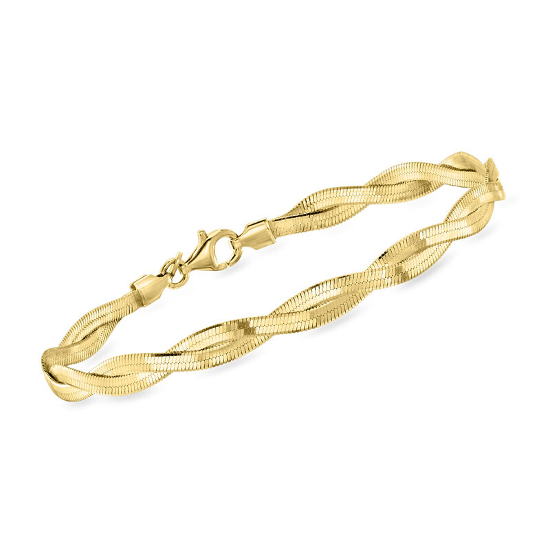 Italian 18kt Gold Over Sterling Twisted Herringbone Bracelet image number 0