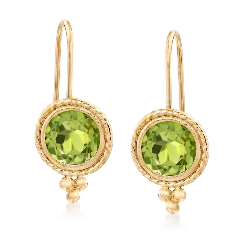 1.70 ct. t.w. Peridot Drop Earrings in 14kt Yellow Gold  image number 0