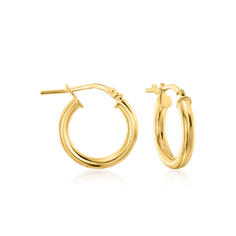 Italian 18kt Gold Over Sterling Hoop Earrings with Removable 10-11mm Peach Cultured Baroque Pearl Drops image number 2