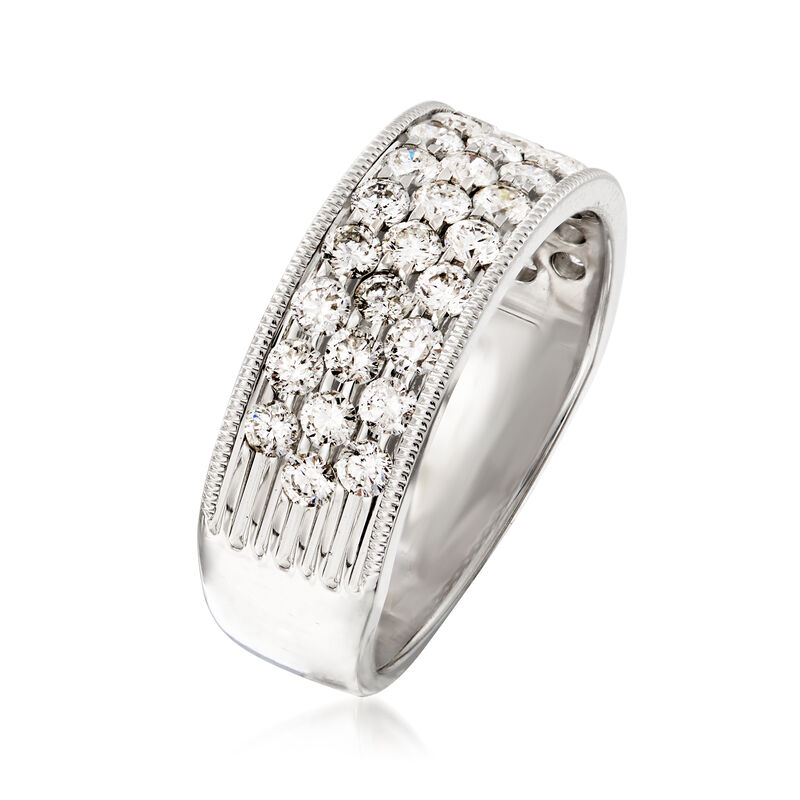 1.25 ct. t.w. Diamond Three-Row Wedding Band in 14kt White Gold image number 2