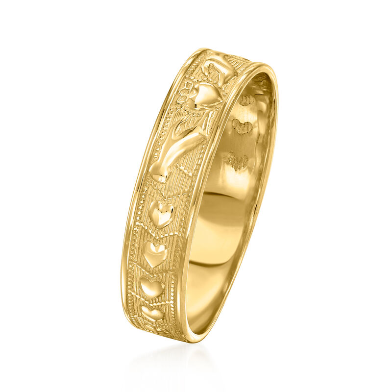 10kt Yellow Gold Claddagh-Pattern Ring image number 2