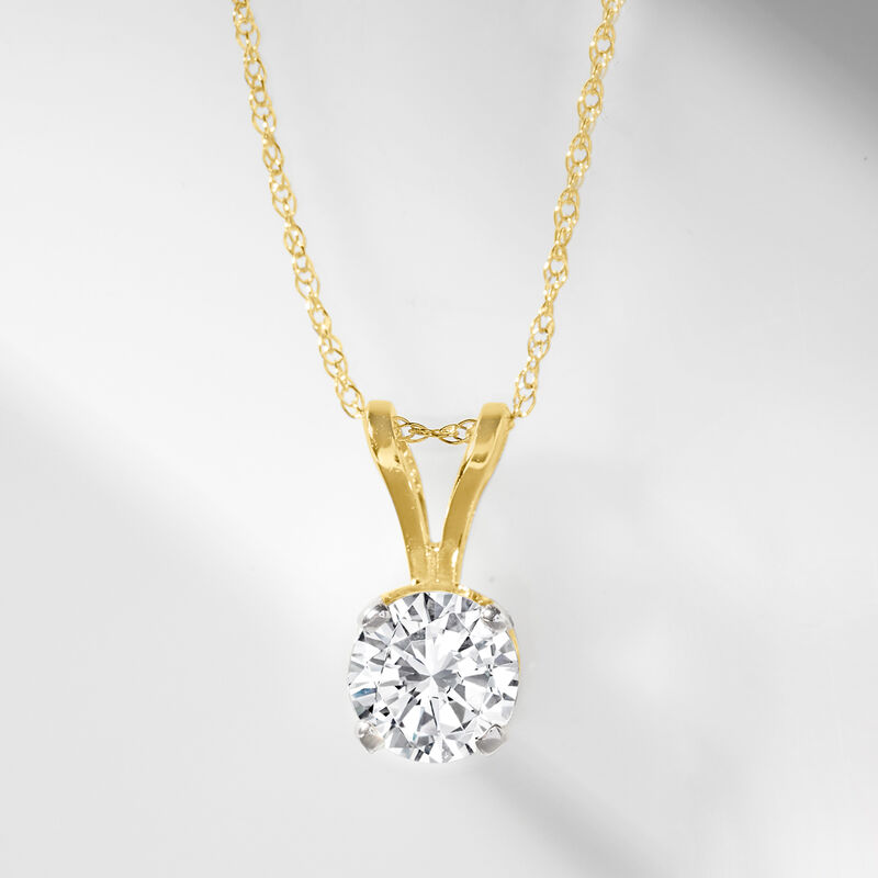 .75 Carat Diamond Solitaire Necklace in 14kt Yellow Gold image number 2