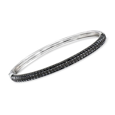 3.20 ct. t.w. Black Spinel Bangle Bracelet in Sterling Silver